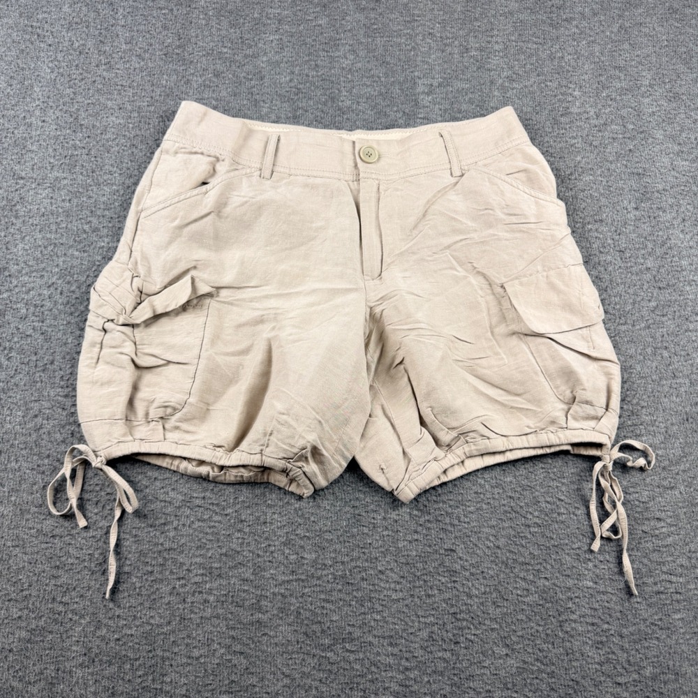 Banana Republic‎ Heritage Linen Blend Cargo Shorts Women's 6 Tan Beige Khaki